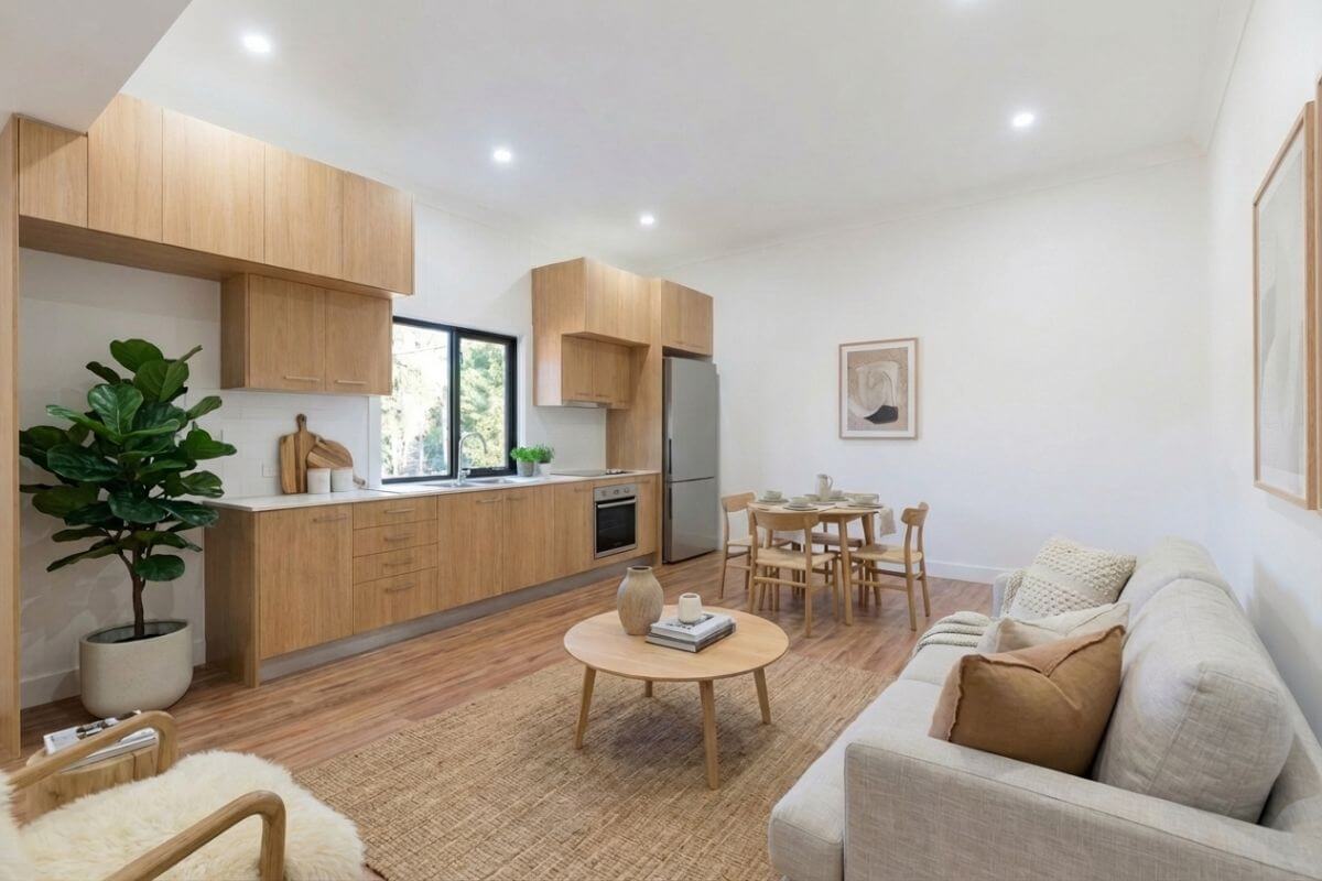 Consistent staging example showing a coordinated second room angle